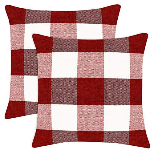 Soft Square Decorative Cushion Cases for Home Sofa Bed Decor Fixwal Set of 2 Velvet Throw Pillow Covers 18x18 Inch Red Wine 
